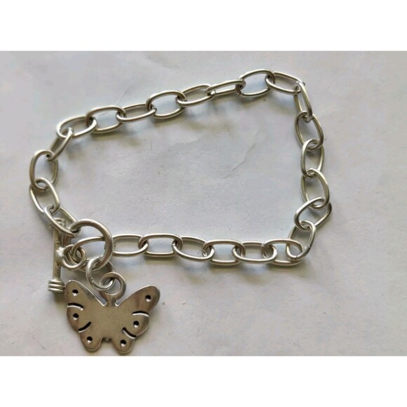 Bracelet Lot Of 5 Pieces Silver Tone Beaded Charms Chain Butterfly - Picture 6 of 8